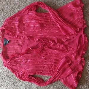 Elementz Red Sheer 2 Piece Top Set Tank + Long Sleeve Overlay 2X